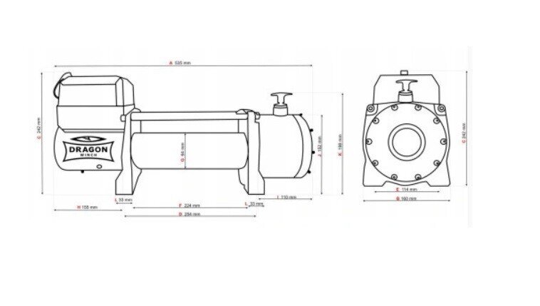 WINCH DRAGON WINCH DWM 13000 HDS 12 V SYNTHETIC ROPE 6 T TOWING CAPACITY