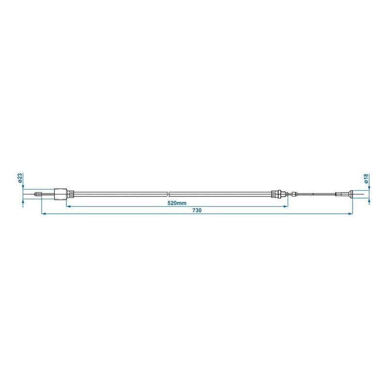 Brake cable 520/730mm bushing Ø26/23mm fits ALKO from ’97 and up