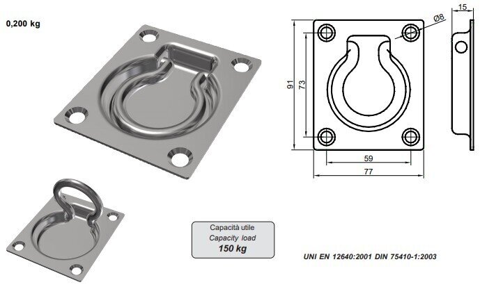 LOAD MOUNTING HOLDER 150 kg ZN