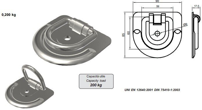 LOAD MOUNTING HOLDER 200 kg ZN