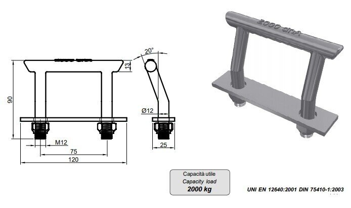 LOAD HOLDER FOR FRAME EDGE ZN 2000 KG FI 12