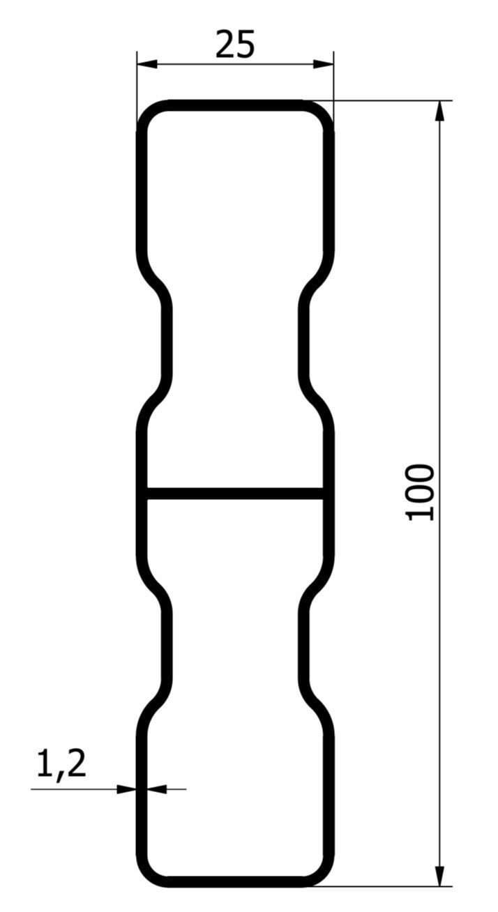 PLANE PROFILE 100×25 L 5000 mm ANODA