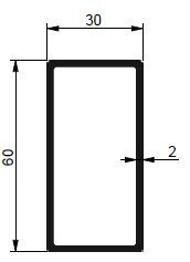 Profil JEKL 60x30x2mm L-2500mm ALU