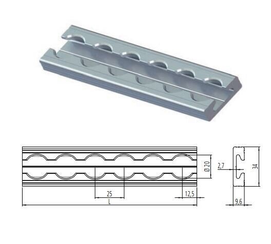 Listwa mocowania ładunku 3000 x 34 mm AIRLINE Czarna