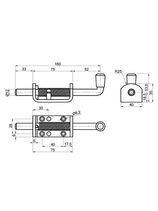 Door bolt 159 mm