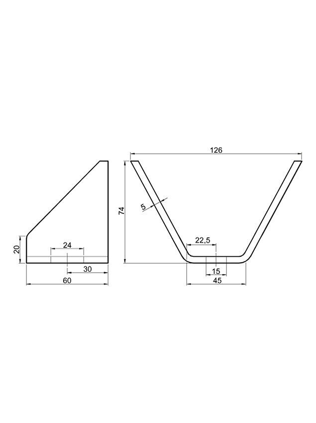 Mounting console 75x60x5 mm