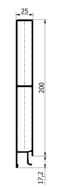 Top side profile 200mm ALU ANODA PPS L-2600mm