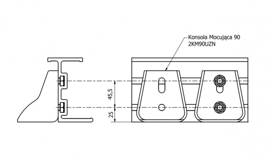 Frame auxiliary profile T110mm under console L6000mm