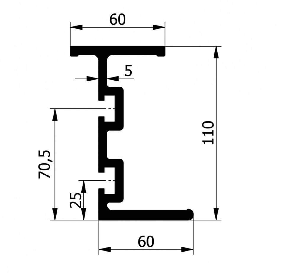 Frame auxiliary profile T110mm under console L6000mm