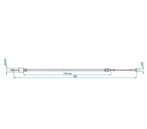Linka hamulcowa 770/980mm tuleja Ø26/23mm pasuje do ALKO od 97