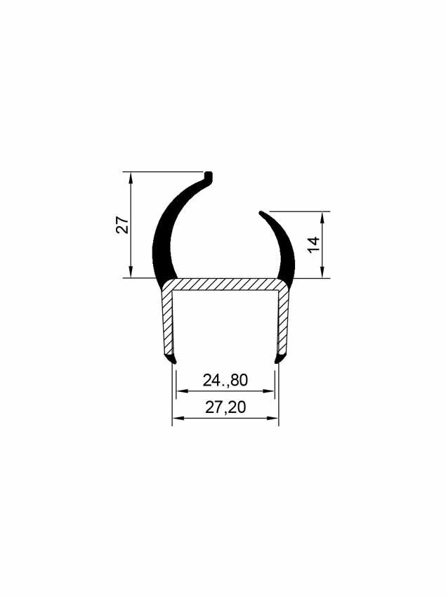 PVC SEAL 25mm, L 2700mm, gray/gray