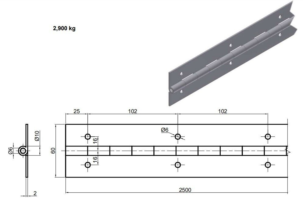 HINGING LETTER L-2500mm STAINLESS STEEL