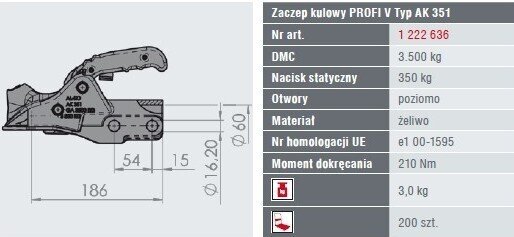 AL-KO AK351 3500 kg ball head hitch