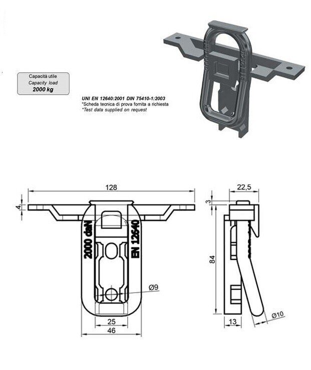 Cargo attachment bracket for 2000 kg frame