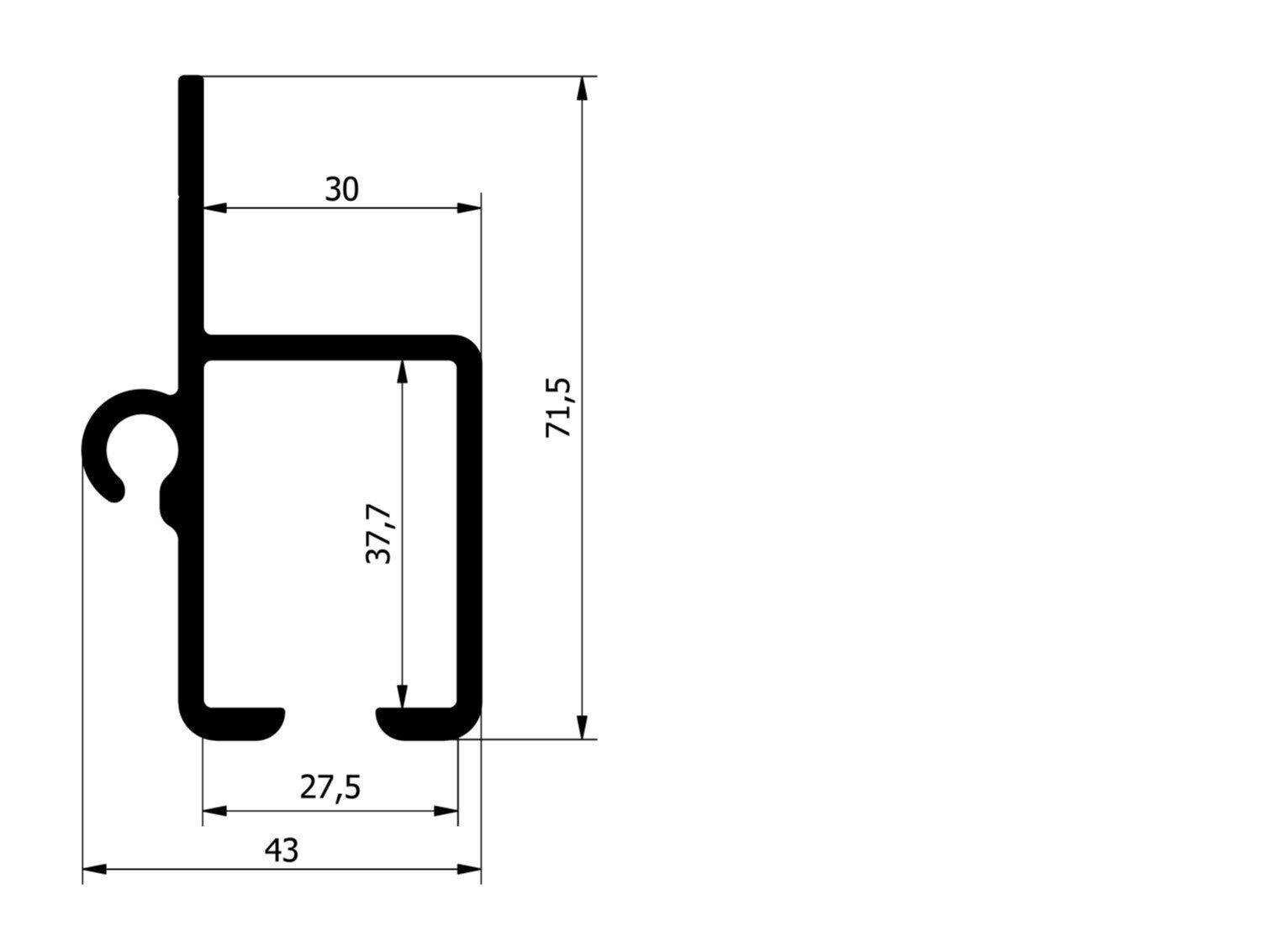 ALUMINIUM ROOF RACK PROFILE L 6200 mm