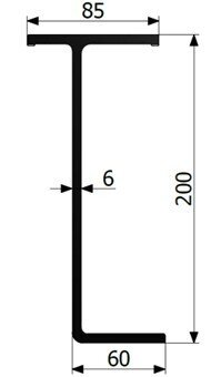 Frame auxiliary profile T200mm L-6300mm ALU
