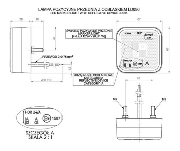 LEDx4 OBLUSION LAMP WITH REFLECTOR WHITE 12/24V