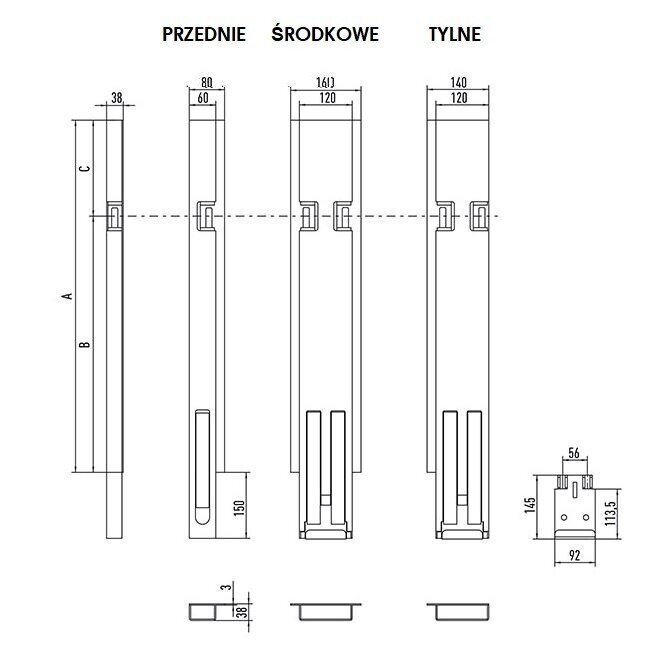 SŁUPEK H 500 LEWY PRZEDNI CO.PAR