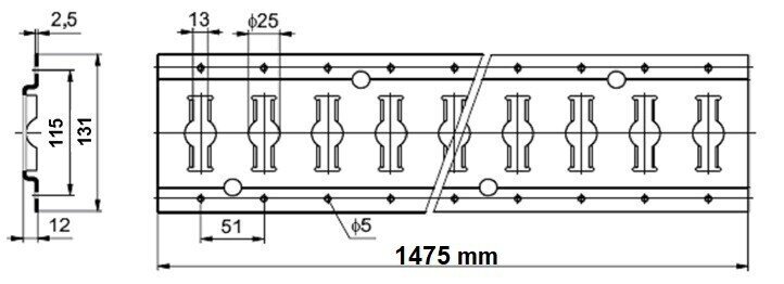 LOAD MOUNTING LAYER 1475 mm STEEL / ZN