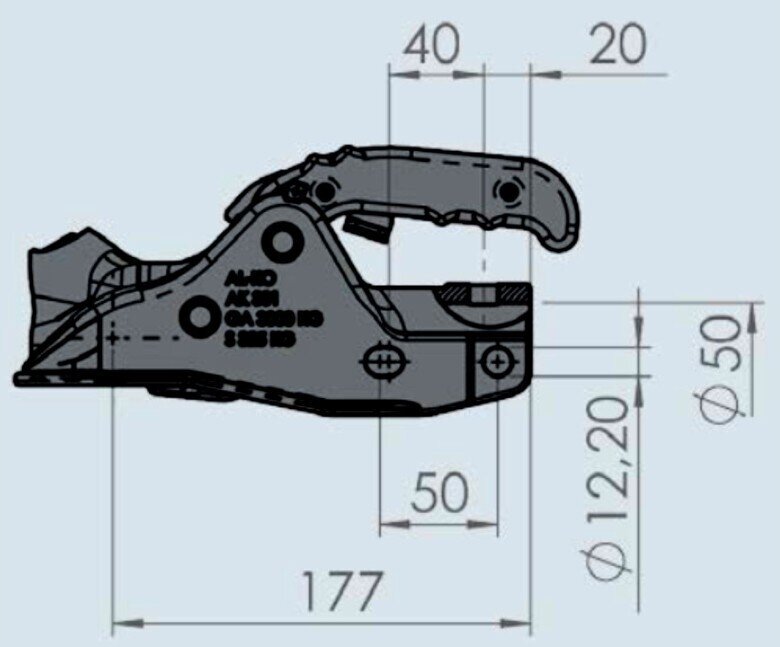 AL-KO AK301 3000 kg FI 50 mm ball head hitch