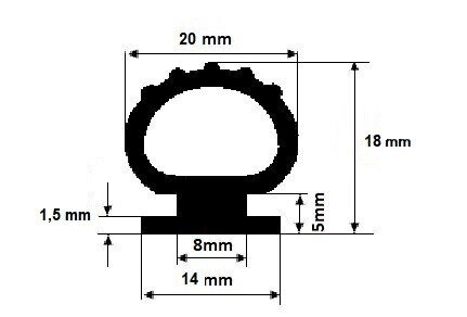 Container door profile gasket 20×18 mm