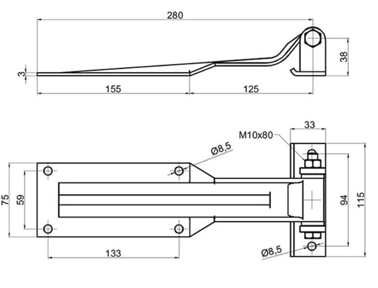 DOOR HOLDER KPL 280 mm INOX