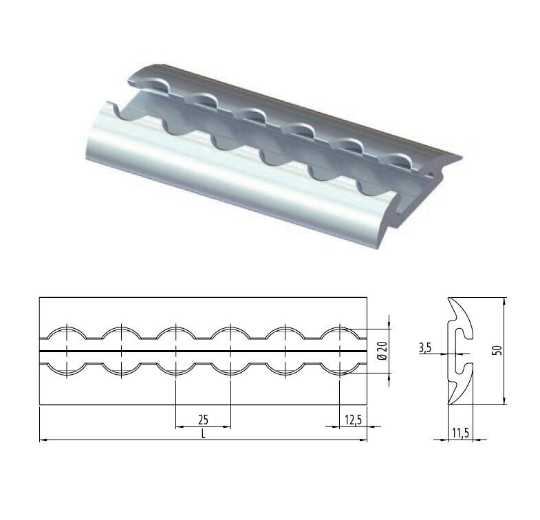 Cargo securing strip semi-circular AIRLINE 3000×50 mm ANODA