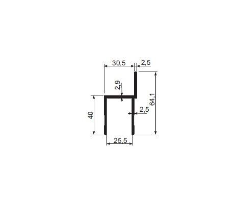 Closing profile ” h ” with offset aluminum anodized