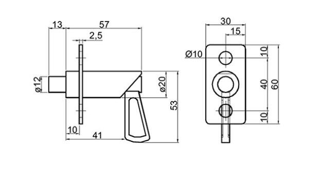 Spring bolt with vertical plate FI12 V2