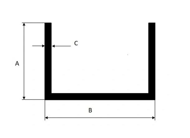 Channel profile 60X40X5 mm aluminum L-2000mm