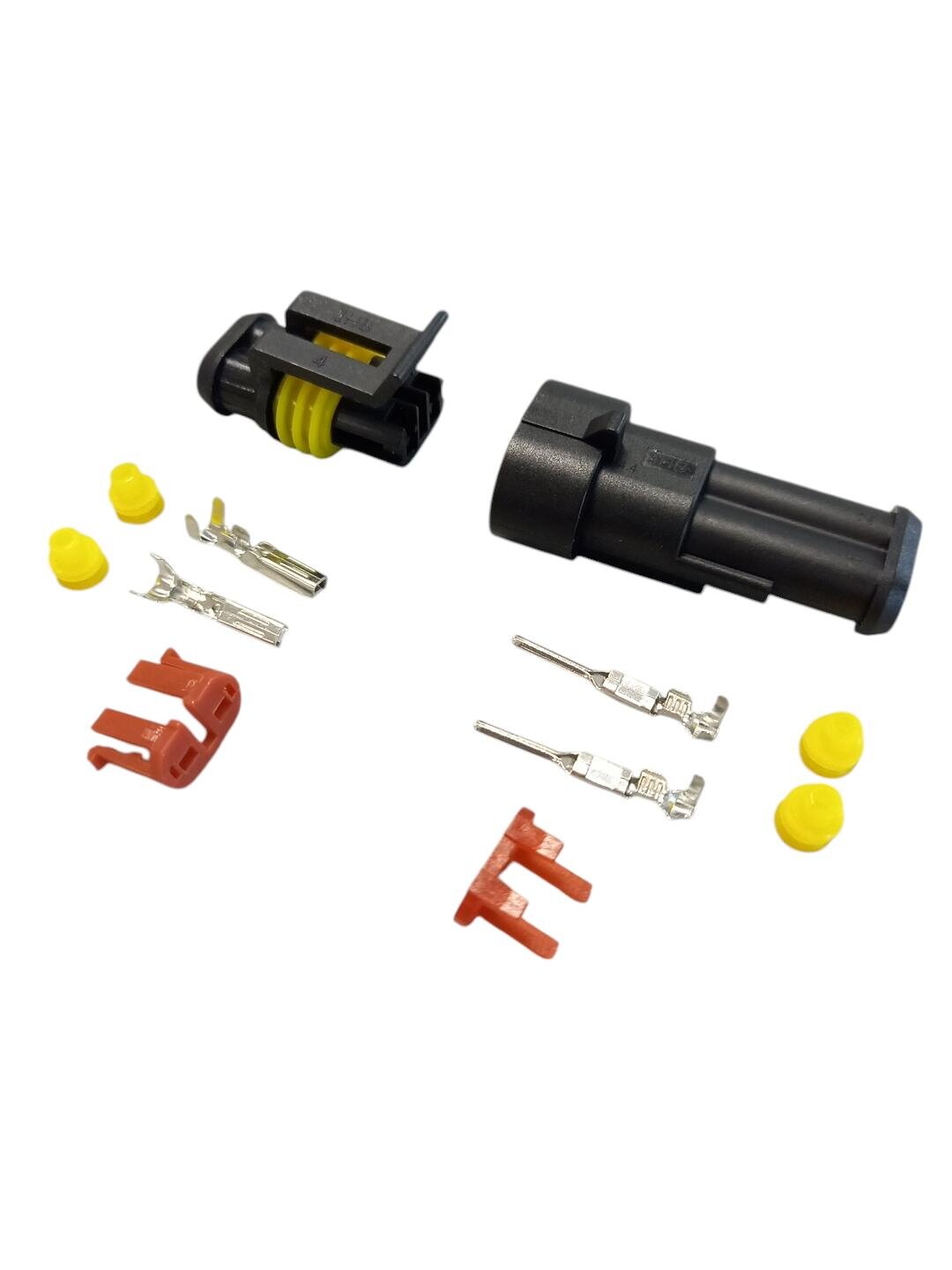 AMP SUPER SEAL 2-PIN hermetic plug-socket connector set