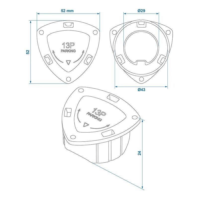 13-PIN plastic trailer plug bracket
