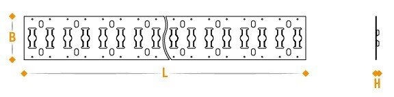 Listwa mocowania ładunku płaska L 2964mm (2x1480mm) stalowa z powłoką MAGNELIS®