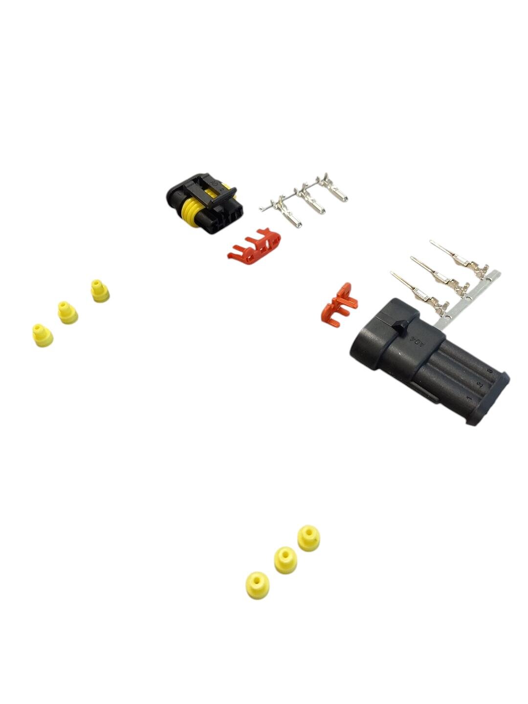 AMP SUPER SEAL 3-PIN hermetic plug-socket connector set