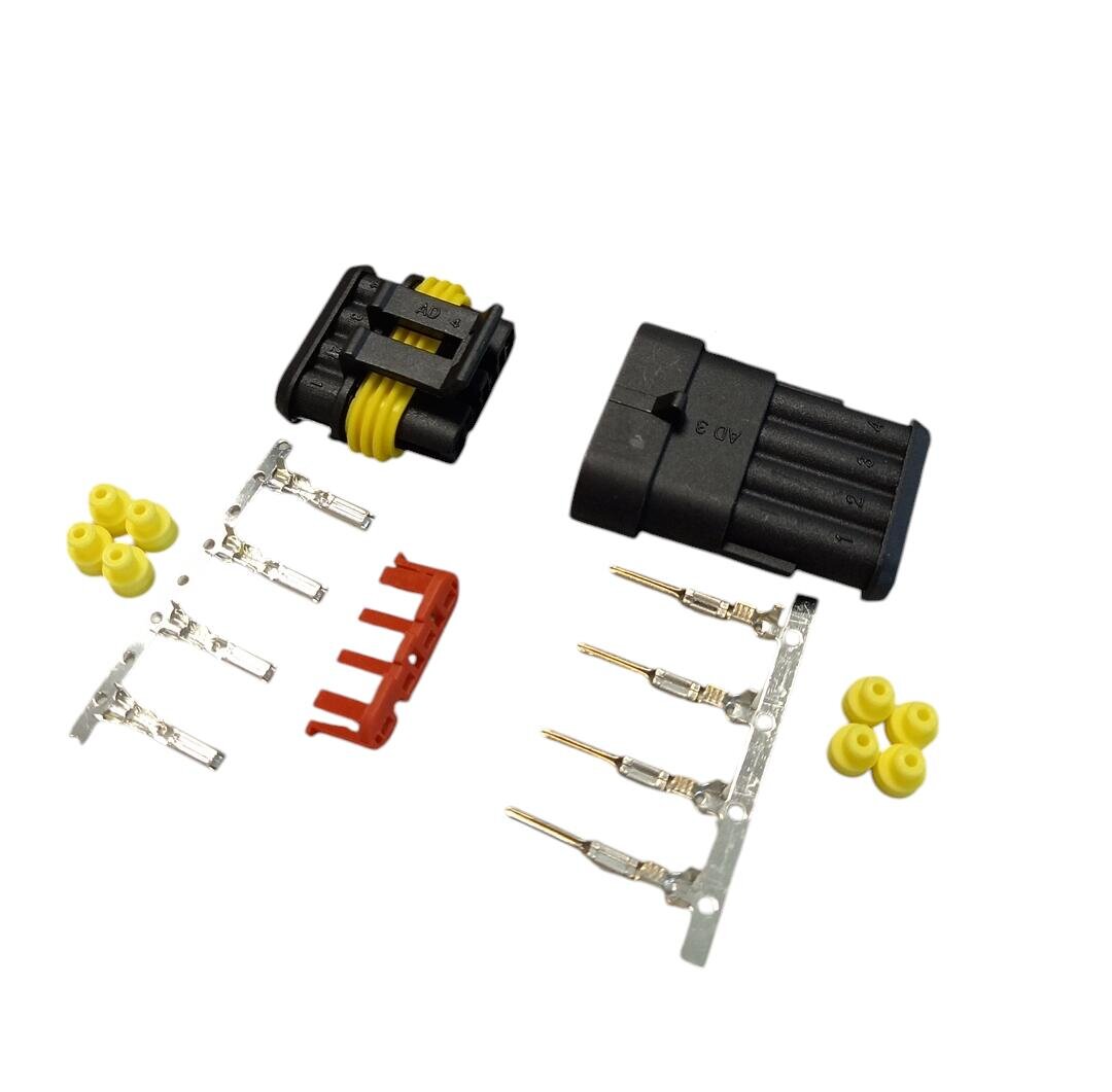 AMP SUPER SEAL 4-PIN hermetic plug-socket connector set