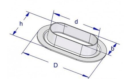 Oval tarpaulin eyelet 42x22mm inox stainless steel