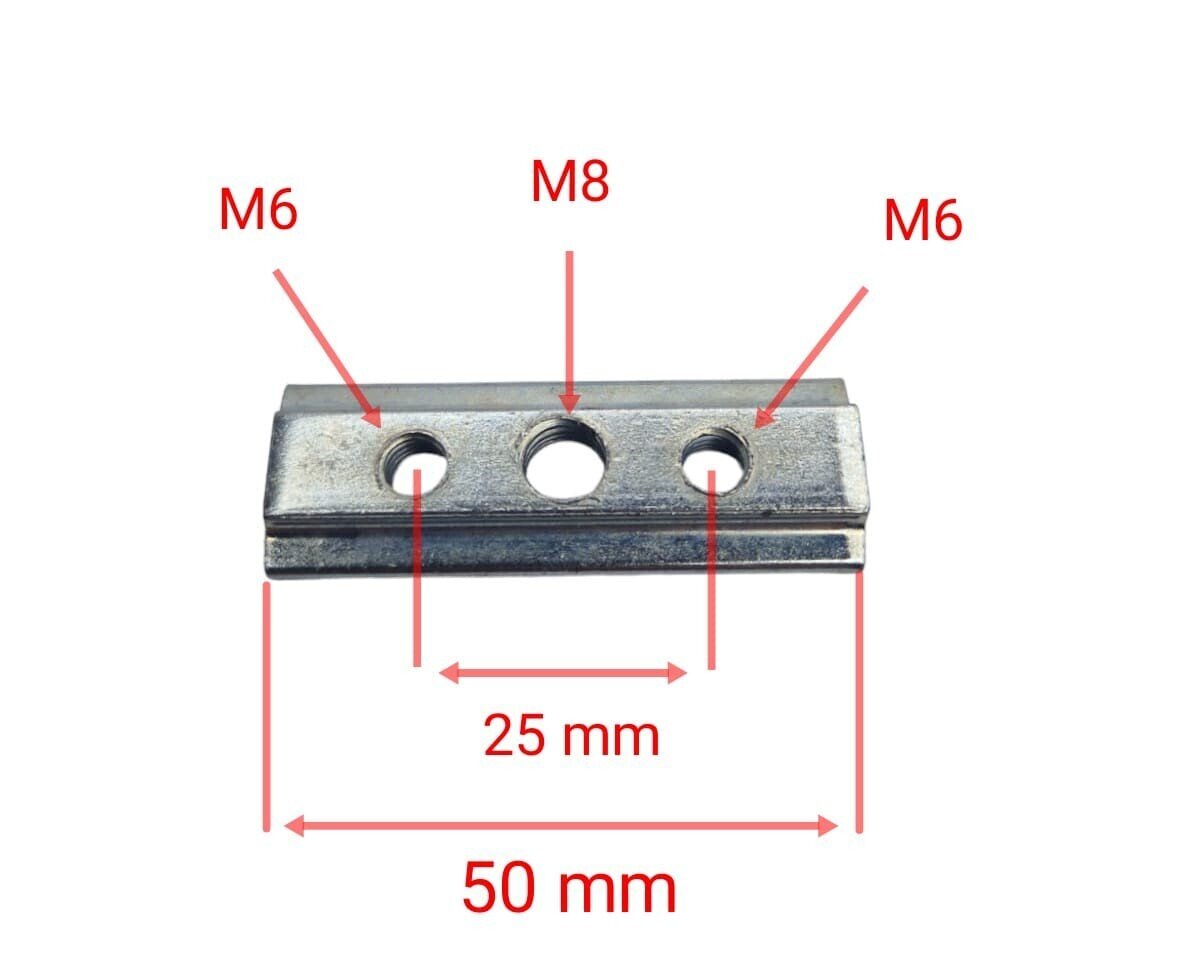 Płytka przesuwna 50mm 2xM6, 1xM8 do listw AIRLINE