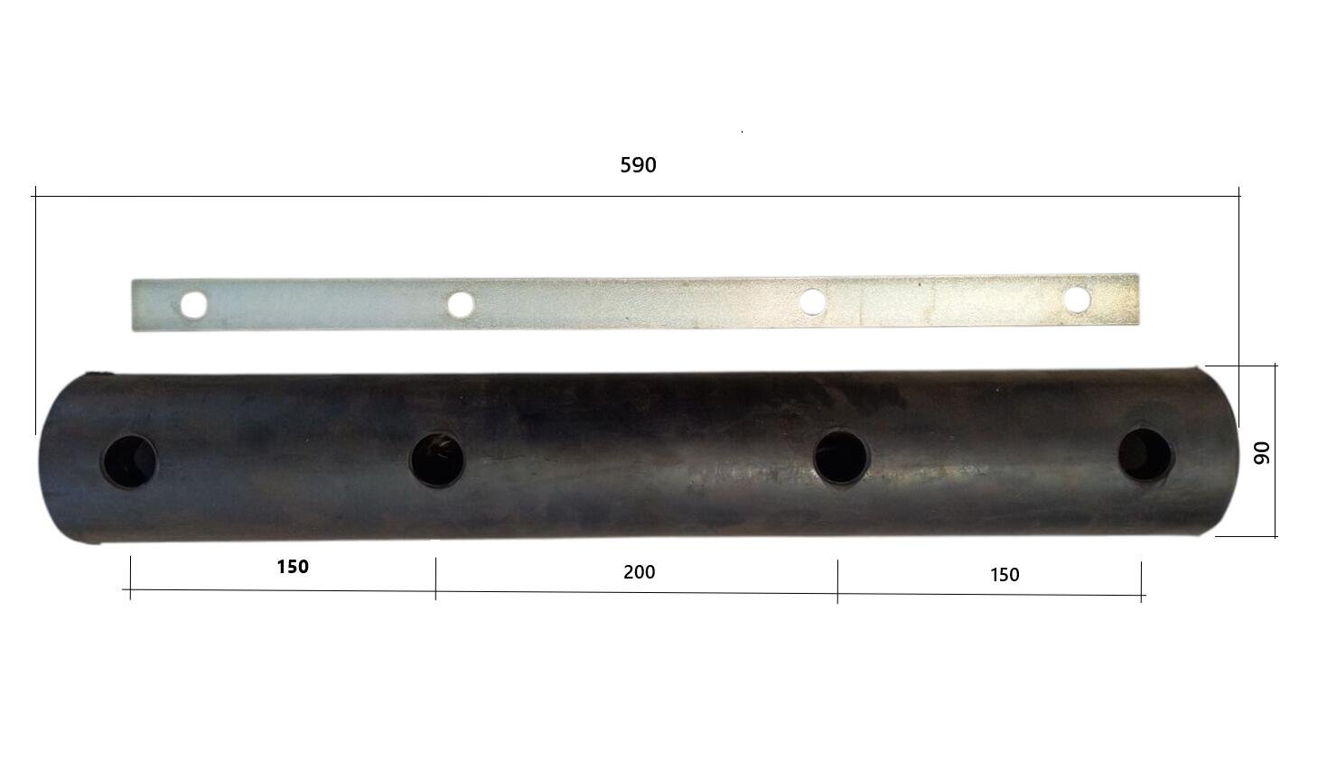 Rubber bumper 590X90X75mm with mounting plate