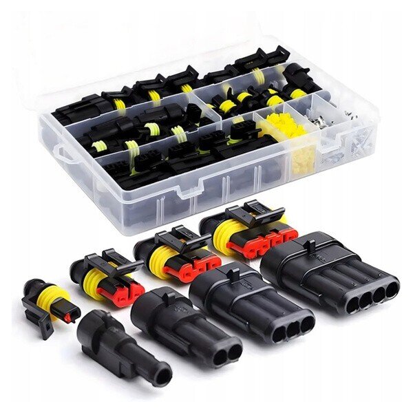 AMP SUPER SEAL connector set / 26 Sets 1-4 Pin plug+socket