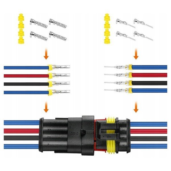 AMP SUPER SEAL connector set / 26 Sets 1-4 Pin plug+socket