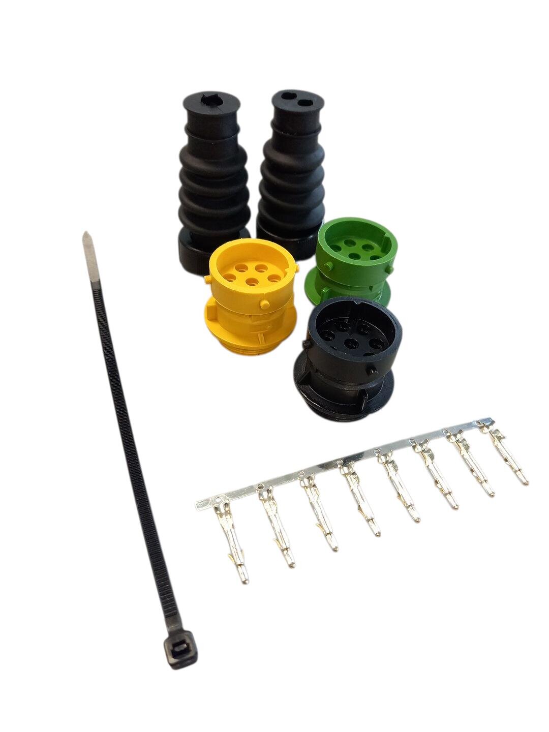 ASPOCK gniazdo 8-PIN bajonet lampy tylnej, żółte/zielone/czarne, piny męskie
