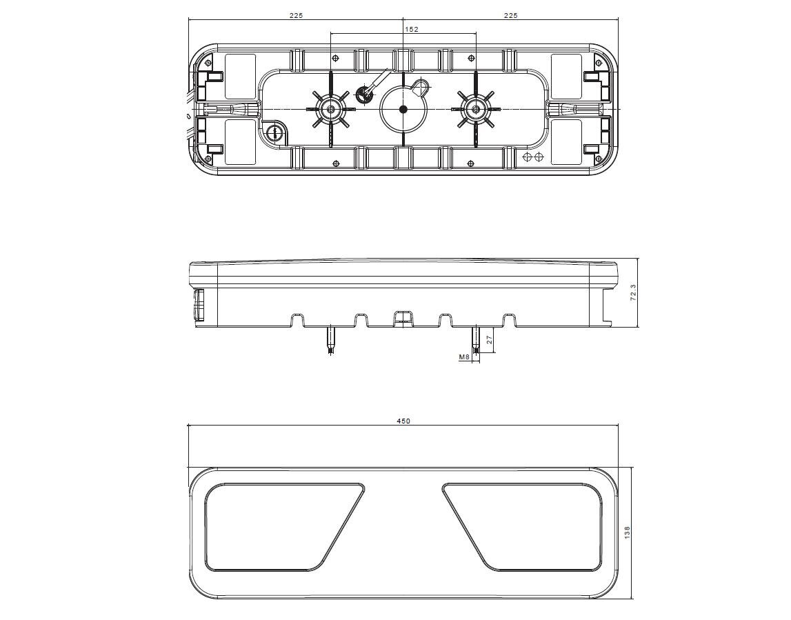 FRISTOM LEFT LED taillight 24V, 6-function, without license plate light, AMP 7PIN connector