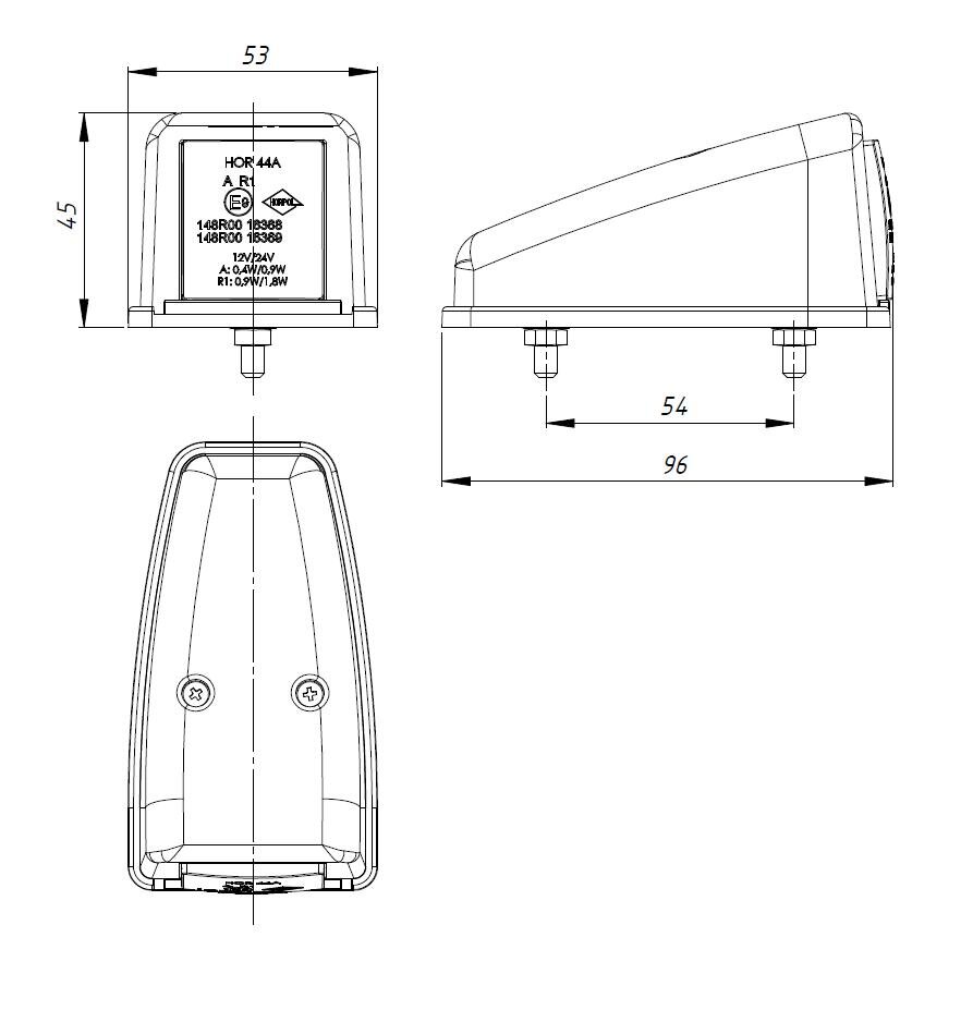 Horpol lampa obrysowa przednia dachowa narożna L/P LED BIAŁA 12/24V