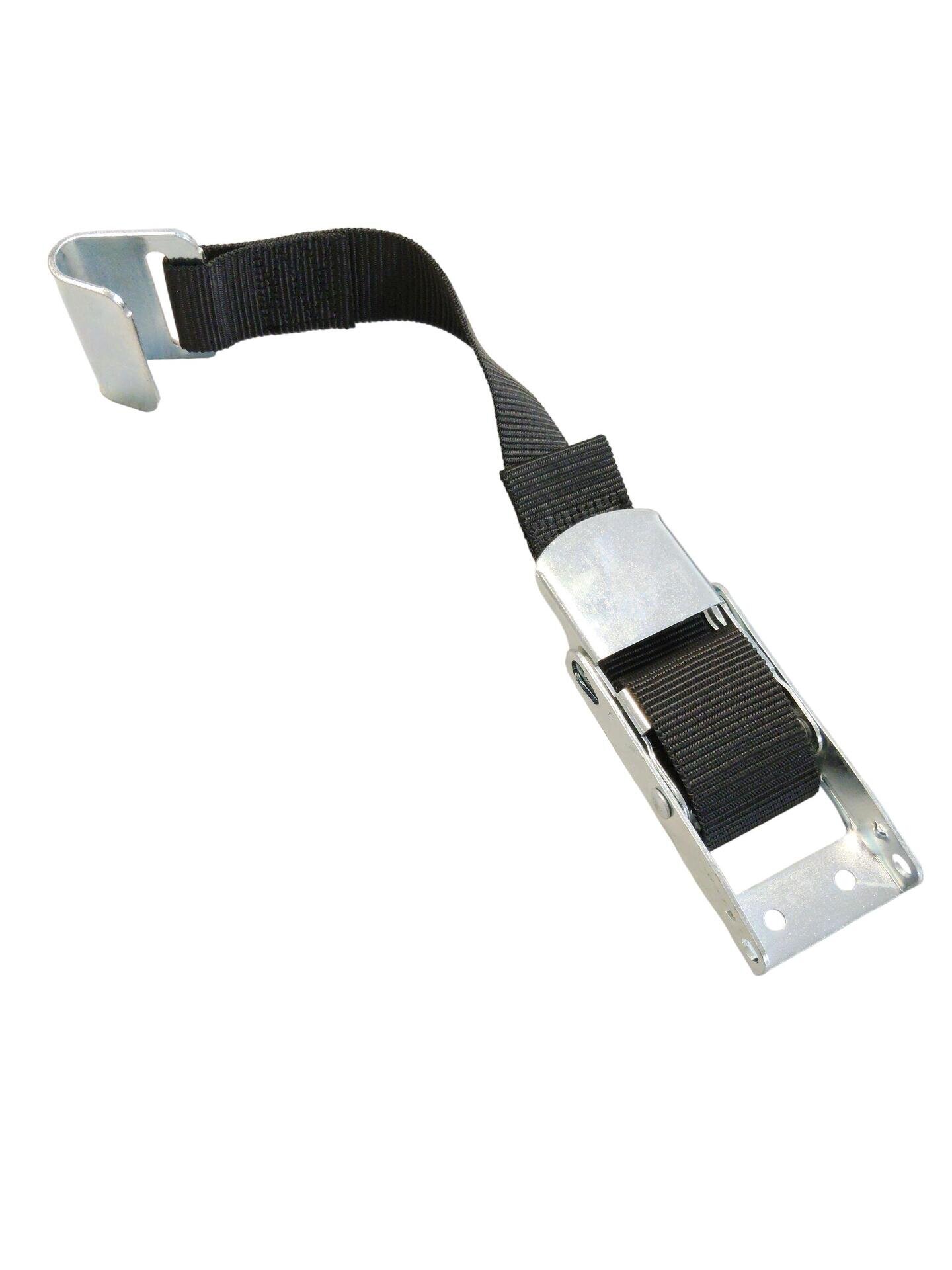 Galvanized buckle with strap and hook for tarpaulin curtain pulls