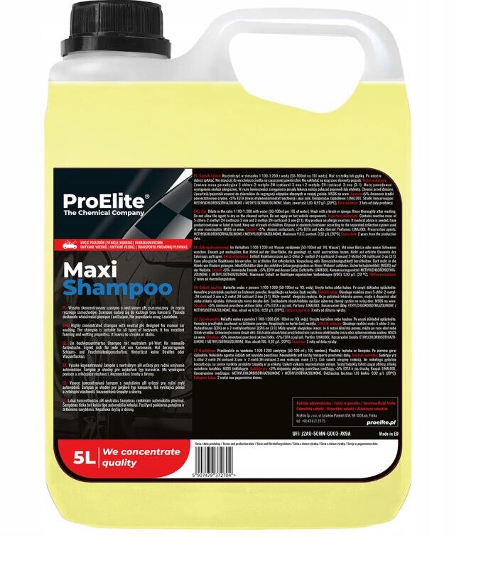 ProElite MAXI SHAMPOO 5L Uniwersalny Szampon Ręczny do Mycia Pojazdów